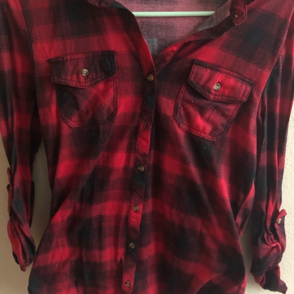 Red Plaid Button-up